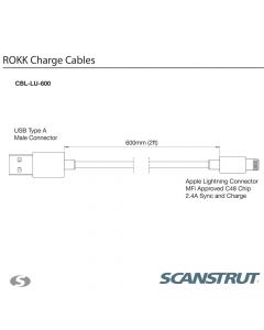 Rokk CBL-LU-600 USB to Apple Lightning Charge & Sync Cable - 0.6m
