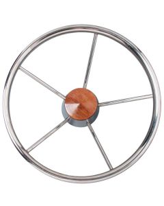 Ultraflex Steering Wheel with Wood Cap (400mm / Stainless Steel)