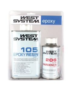 West System a Pack 105 Resin - 206 Slow Hardener 1.2kg (5:1)